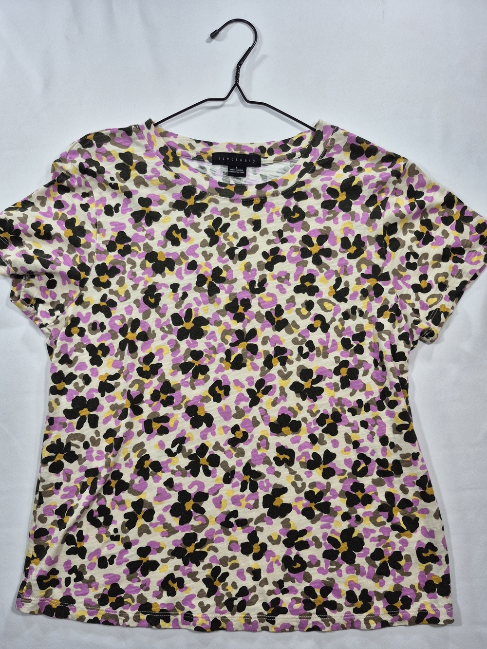 Sanctuary Pink Floral Leopard Short Sleeve Tee